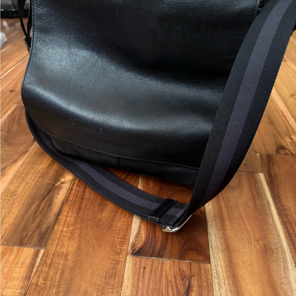 Coach Black Crossbody Bag with Striped Strap